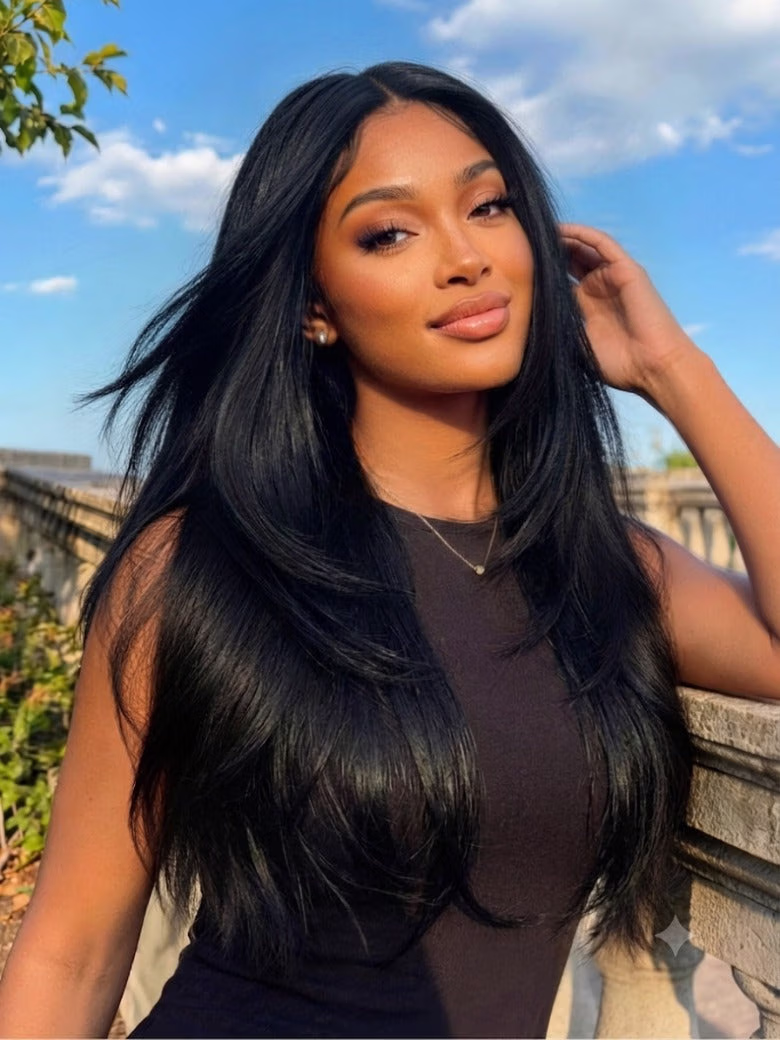 Yaki Straight 7x5 Glueless Lace Wig With Elastic Drawstring -Pull And Go & Bleach Knots & Pre-cut