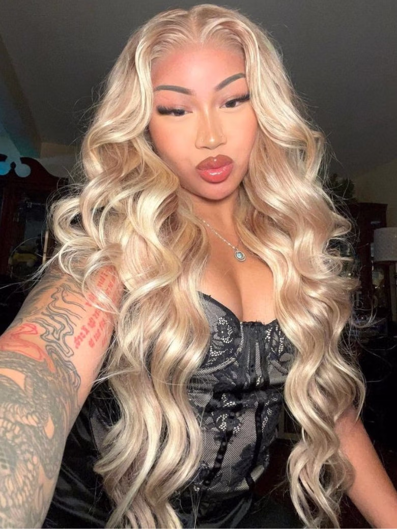 613 Blonde Body Wave 13x4 Pre Cut Lace Frontal Wig With Invisi Drawstring For Beginners