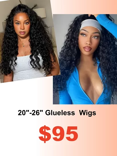 Glueless 7x5/13x4/Headband Quick& Simple to Install Low Maintenance Put On And Go Water Wave Human Hair Wig
