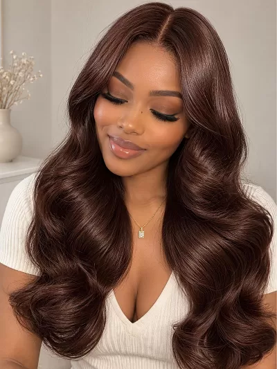 UNice Chocolate Brown Body Wave with Face Framing Layers Bye-Bye Slip™ 7x5 Lace Natural Human Hair Wig for Beginners