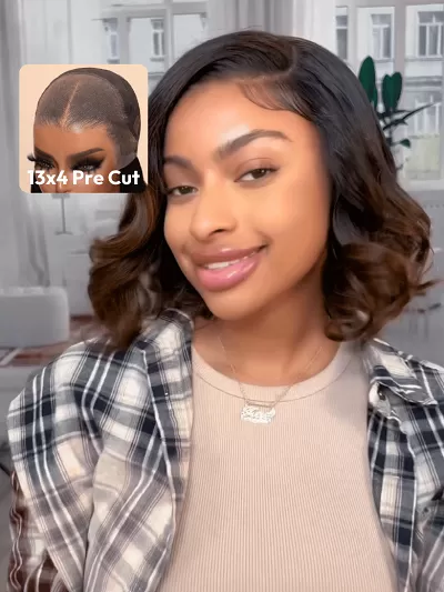 UNice 13x4 Lace Front Chestnut Brown Ombre Spiral Curls Pre Everything Wig