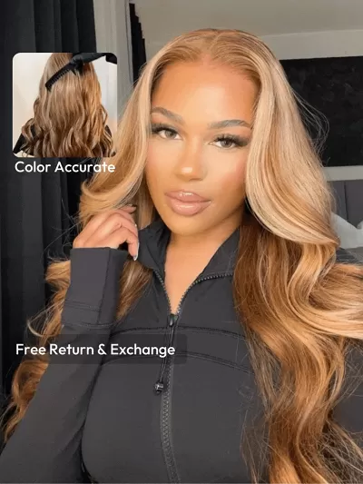 UNice Bye-Bye Knots Wig Pre-Cut 7x5 Glueless Lace Honey Blonde Body Wave Wig