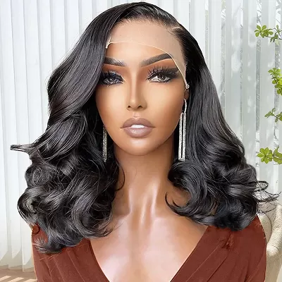Short Bob Wig Body Wave C Part Lace Front Wigs 16 Inch 180% Density Lace Wigs