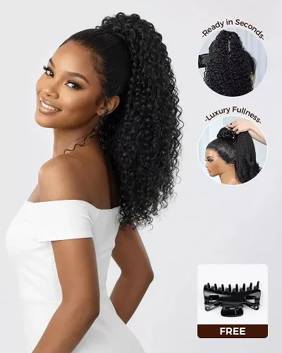 Arabella Jerry Curly with Burmese Curly Ponytail Natural Black Hair Extensions Instant Volume 100% Human Hair