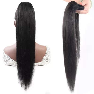 Long Ponytail Extension Straight Human Hair For Black Women 30 Inch Ponytail Around Clip in Ponytail
