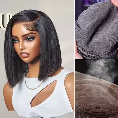 AiryFit™ Scalp Care Wigs / Silky Blunt Cut Bob Snugfit Glueless Minimalist HD Lace Short Wig Pre-Cut Lace