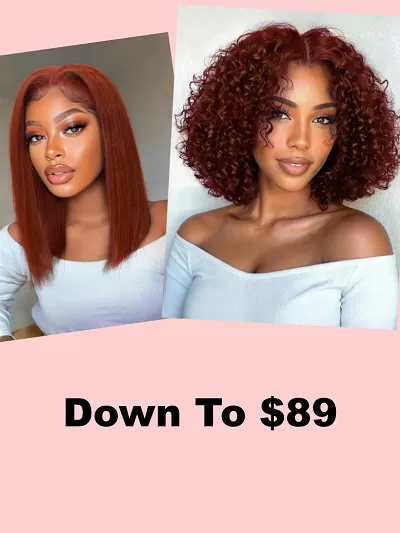 UNice 7x5 Bye-Bye Knots Wig Glueless Lace Sunset Jerry Curly & Yaki Straight for Reddish Brown Drawstring Wig With Bleached Knots