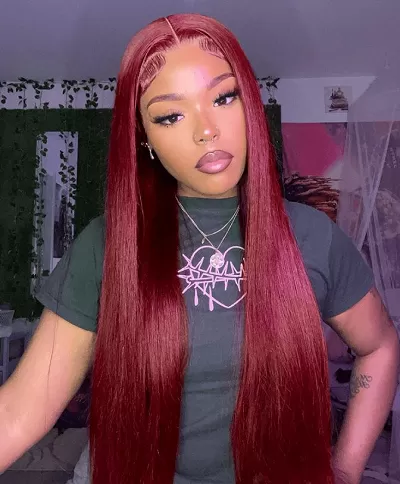 Arabella 6x5/13x4 Lace Glueless Burgundy 99J Straight Wig Pre-cut Lace Beginner Friendly