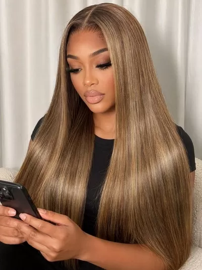 UNice Bronde With Honey Blonde Highlights Yaki Straight Wig Bye-Bye Slip™ 13×4 Lace Closure Glueless Glam-Ready Smooth Confident Finish