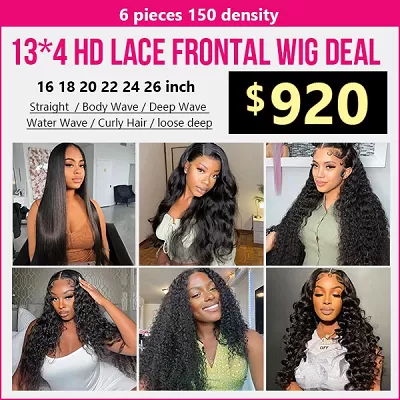 13x4 HD Lace Frontal Wig Package Deal 16 18 20 22 24 26 Inch 6PCS