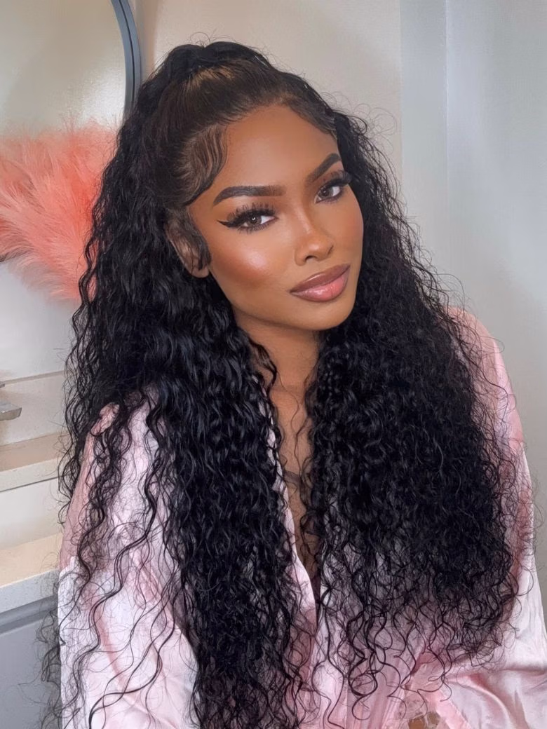 13x4 Pre-Everything Lace Frontal Wig Water Wave & Curly Mixed Human Hair Wigs