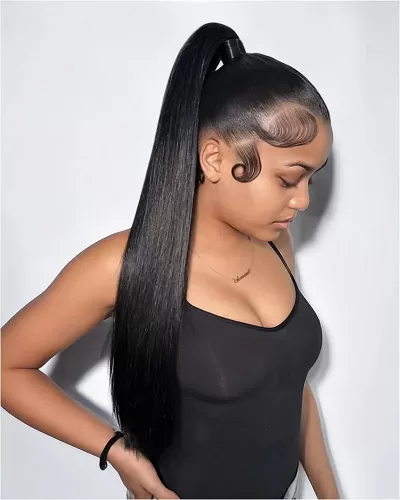 Arabella 360 Full Lace Glueless Silky Straight Wig Invisi Drawstring Natural Black Pull & Go