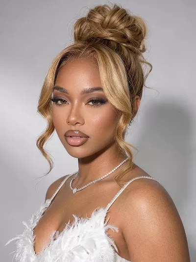 13x4 Glueless Lace Pre Everything Wig With Drawstring Pre-Cut Glueless Lace Honey Blonde Body Wave Wig