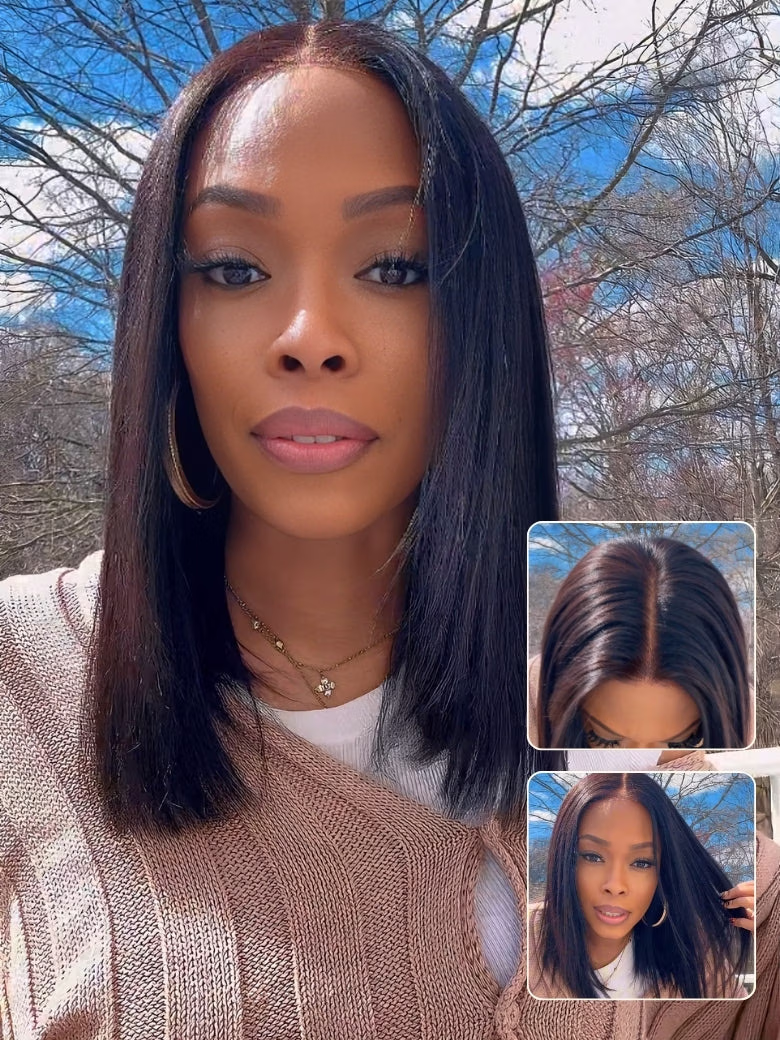 Blunt Cut Straight Bob 7*5 Precut lace Human Hair Wig