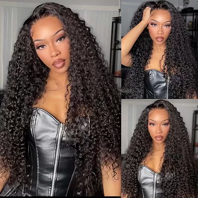 Pre Everything Long Curly Hair 13x4 Lace Frontal Wig + Ombre Medium Blonde Glueless Clear Transparent 6×4 Lace Closure Wig