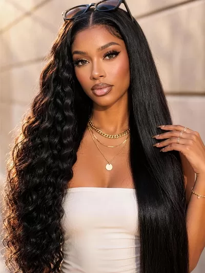 UNice 2-in-1 Wet and Wavy Bye-Bye Slip™ Secure Glueless Lace Front Human Hair Wig for Beginners