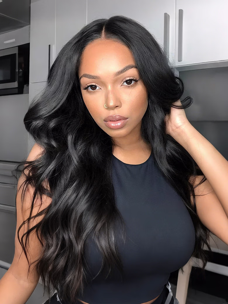 Body Wave Affordable No Lace V Part Wig Natural Color Human Hair