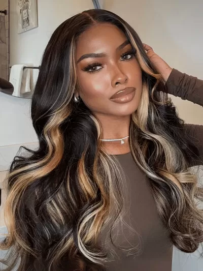 UNice Bye-Bye Knots Wig 7x5 Lace Loose Wave Butterscotch Highlights Brown Bouncy Wig 150% Density
