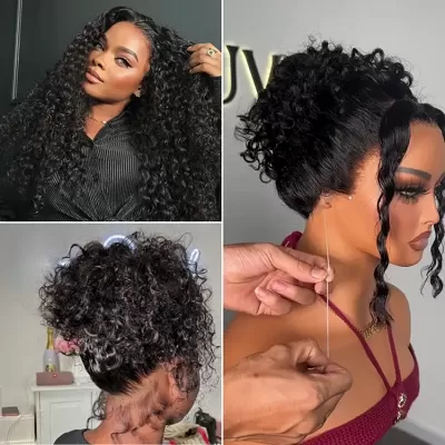 PreMax Wigs / Water Wave Flexi-Fit Invisi Drawstring Cap 360 Lace Long Curly Wig Pre-Cut Lace