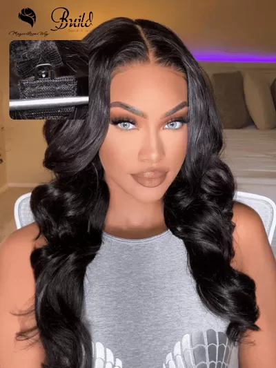 180% Density 7x5 Bye-bye Knots Lace Wig Natural Black Body Wave With Replaceable Lace Closure