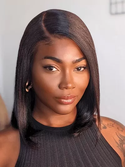 UNice 13x4 Lace Front Yaki Bob Wig With Invisible Drawstring Pre-Cut Pre-Bleached & Summer-Ready
