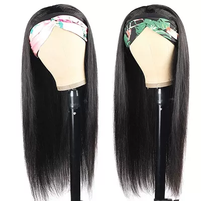 Headband Wigs Straight Human Hair Half Wigs With Headbands Wigs No Lace Wigs