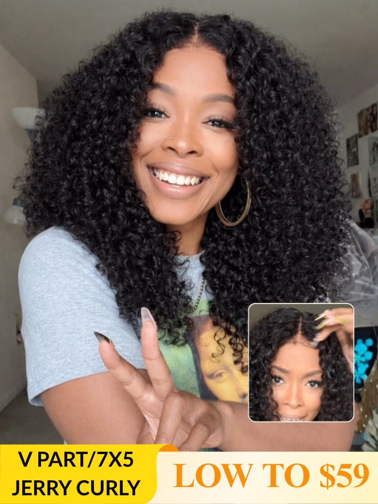 Curly 7×5 Bye Bye Knots Pre-Cut Lace Wigs Lace Closure Pre-Plucked Hairline Human Hair