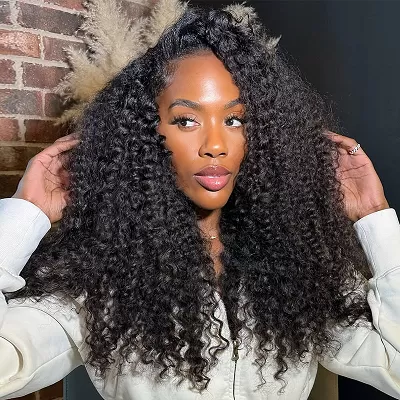 Ishow Kinky Curly Half Wig Seamless Ready To Wear Wigs With Invisible Drawstring Flip Over Glueless Wig Beginner
