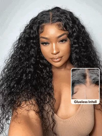 13X4/7x5 Bye-Bye Knots Glueless Wet & Wavy 180% Density Water Wave Invisible Knots With Invisi Drawstring With Baby Hair