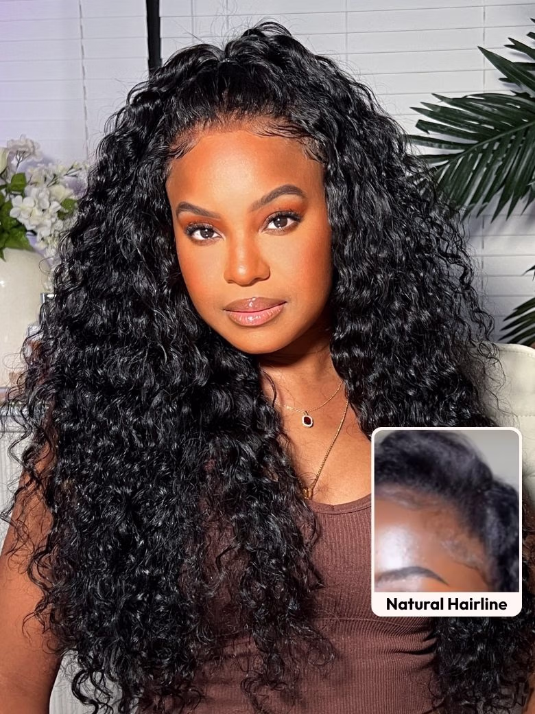 Water Wave 7x5 Pre-Cut Lace Glueless Wet And Wavy Wig With Bye Bye Knots
