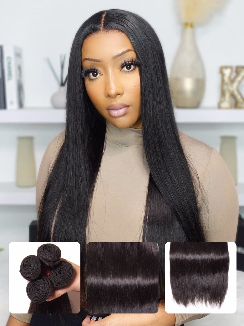 Peruvian Straight Hair 4 Bundles New Remy Human Hair Weave