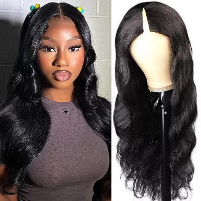 Glueless V Part Wigs Body Wave Human Hair Wigs Beginner Friendly Thin U Part Wigs