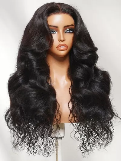 UNice 7x5 Bye Bye Slip™ Glueless Lace Natural Water Wave with Soft Body Wave Wig with Face-Framing Curtain Bangs