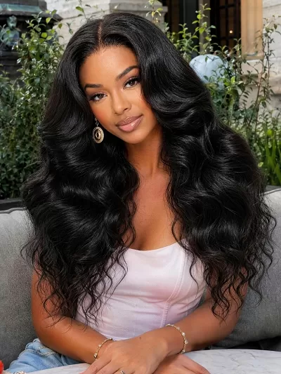 UNice 20" 7x5 Bye Bye Slip™ Glueless Lace Natural Water Wave with Soft Body Wave Wig with Face-Framing Curtain Bangs