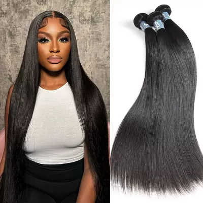 Brazilian Straight Hair 1/3 Bundles With 4*4 Lace Closure 9A Grade 100% Unprocessed Human Hair No Tangles
