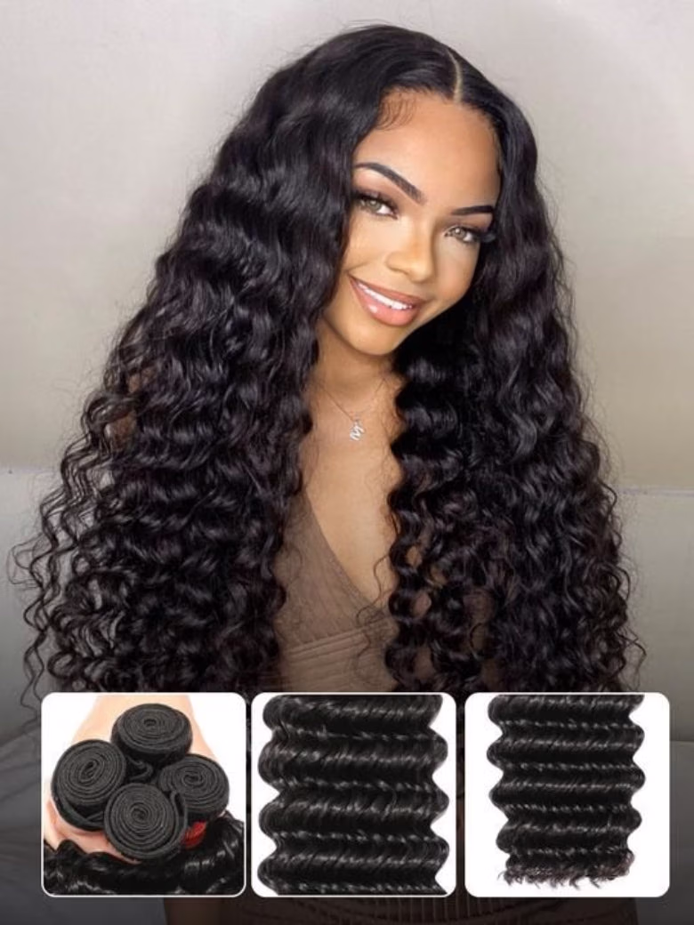 New Remy Hair Peruvian Deep Wave 3 Bundles 100% Human Hair Weave