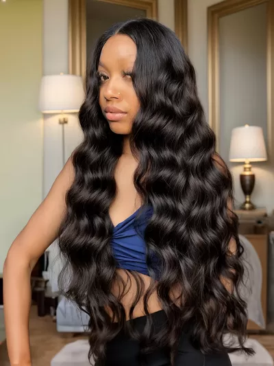 Glueless 180%-200% Density 13X4/5x5 HD Lace Closure Body Wave/Curly Wig Pre-plucked and Pre-bleached