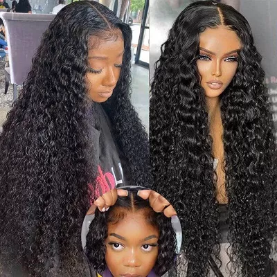 Pre Everything Water Wave 13x6 Full Lace Frontal Glueless Invisible Drawstring HD Transparent Lace Wig