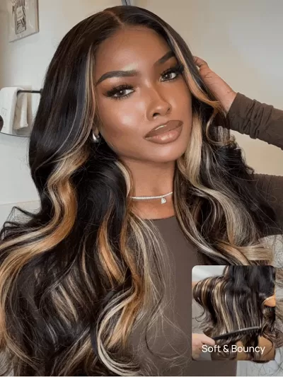 7x5 Pre Cut Caramel Honey Brown Highlights Pre-everything Glueless Loose Wave Lace Wig With Bye Bye Knots