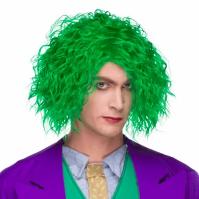 Maniac Jokester Green Crimped Clown Wig