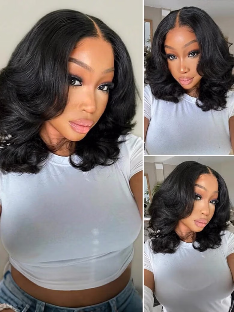 13x4 Pre Everything Body Wave Shoulder Length Wavy Bob Wig With Face-Framing Layers
