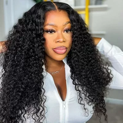 Deep Wave V Part Wig Human Hair Thin Part Wigs For Black Women Free Part 0 Skilled Needed Wigs