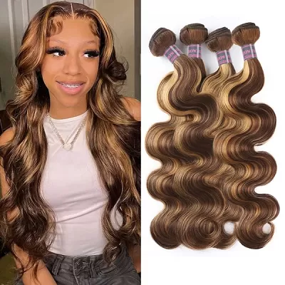 Overnight Shipping Ishow P4/27 Highlighted Color Body Wave 4 Bundles Human Hair