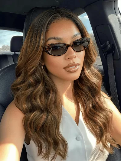 UNice Brown Highlights Body Wave Bye-Bye Slip™ Glueless Put-On-and-Go Drawstring Human Hair Wig