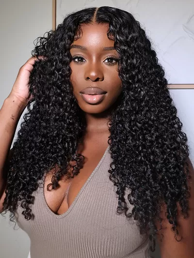 13x4 Transparent Lace 4C Baby Hair Curly Black Natural Wig