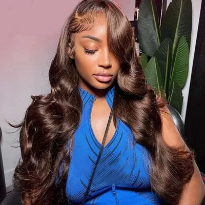 Ishow PPB™ Invisible Knots #4 Chocolate Brown Glueless Colored Wigs Body Wave Human Hair Wigs Beginner