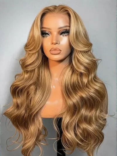 All Day Comfort 13x4 Pre Everything Wig With Drawstring Pre-Cut Glueless Lace Honey Blonde Body Wave Wig