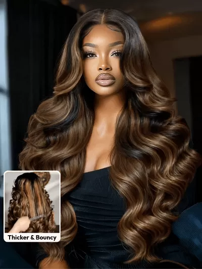 180% Density Loose Wave Balayage Brown Highlight 7x5 Pre Cut Lace Glueless Wigs
