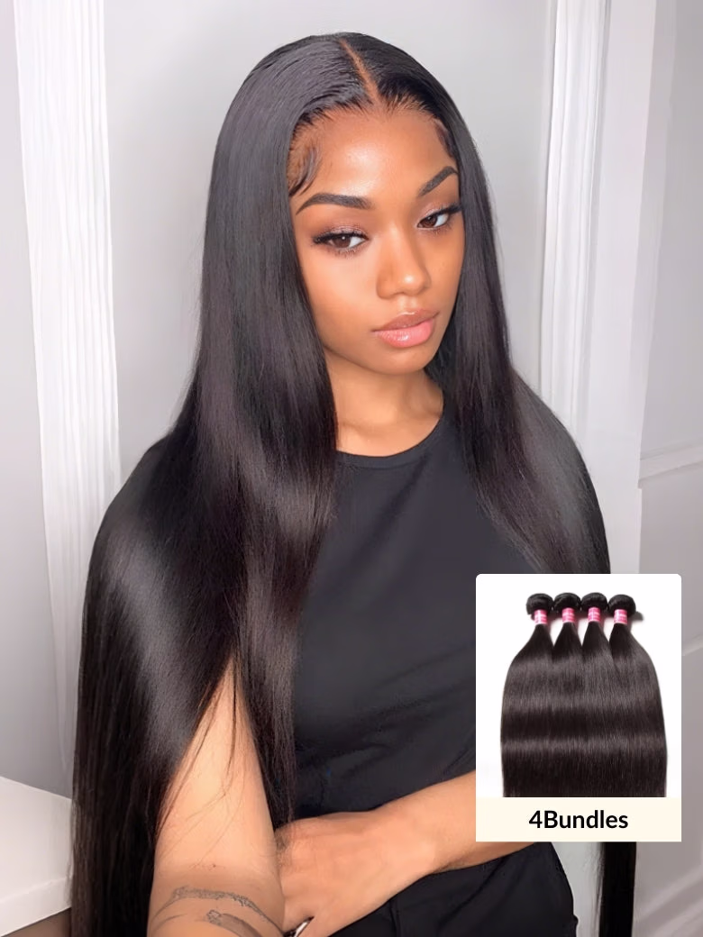 New Remy Human Hair Malaysian Straight Hair 4 Bundles 100% Human Hair Weaves