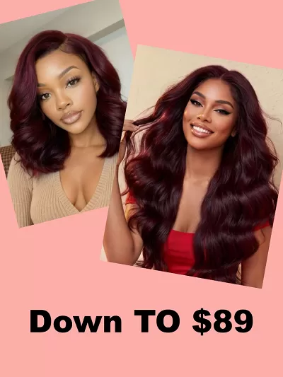 13x4 Pre-Everything Lace Front Purple Black Cherry Layered Loose Wave& 7x5 Body Wave Wig
